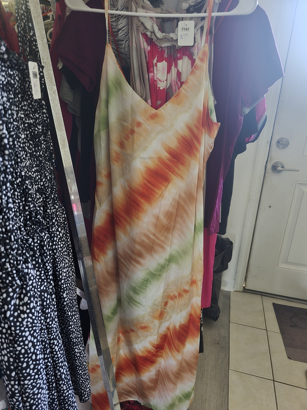 Tie-Dye Slip Dress - Orange & Green